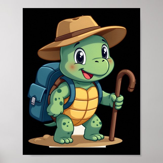 Funny Turtle Hiking Graphic Camping Lover Adventur Poster (Vorne)