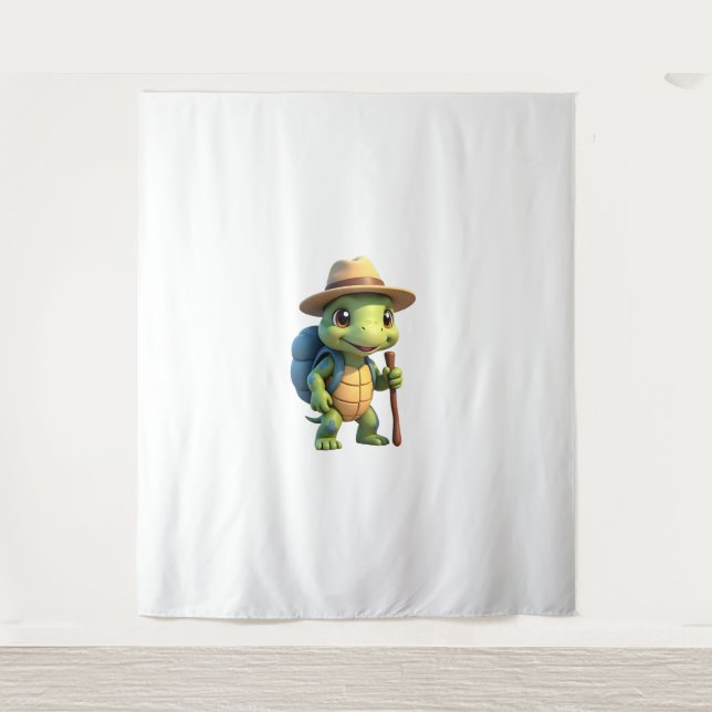 Funny Turtle Hiking Graphic Camping Lover Adventur Wandteppich (Vorderseite)