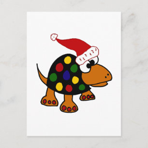 Funny Turtle in der Weihnachtsmannmütze Weihnachte Feiertagspostkarte