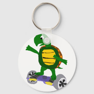 Funny Turtle on Hoverboard Originelle Kunst Schlüsselanhänger