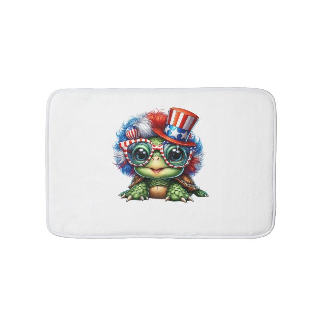 Funny Turtle Patriotic USA Flag Sunglass Badematte (Vorderseite)