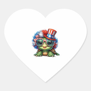 Funny Turtle Patriotic USA Flag Sunglass Herz-Aufkleber