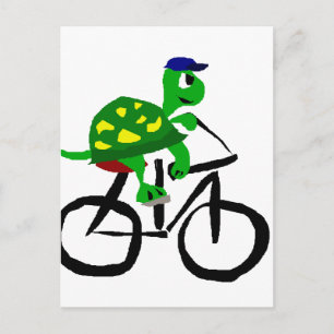 Funny Turtle Riding Bicycle Postkarte
