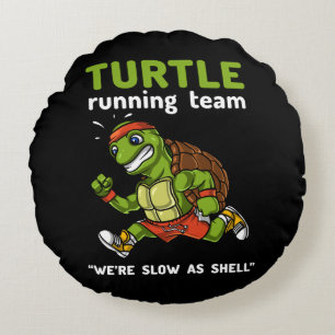 Funny Turtle Running Team Cardio Workout Übung Rundes Kissen