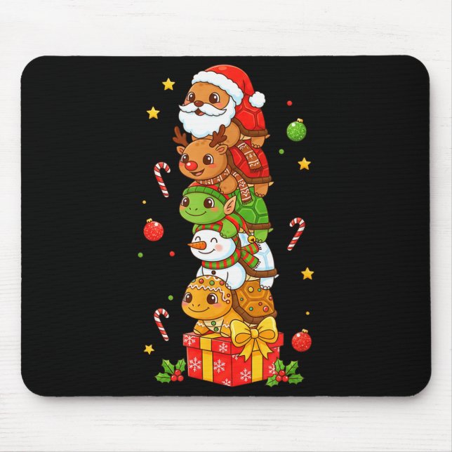 Funny Turtle Santa Elf Snowman Christmas Womens Me Mousepad (Vorne)