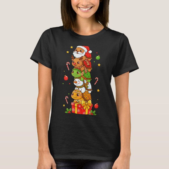 Funny Turtle Santa Elf Snowman Christmas Womens Me T-Shirt (Vorderseite)
