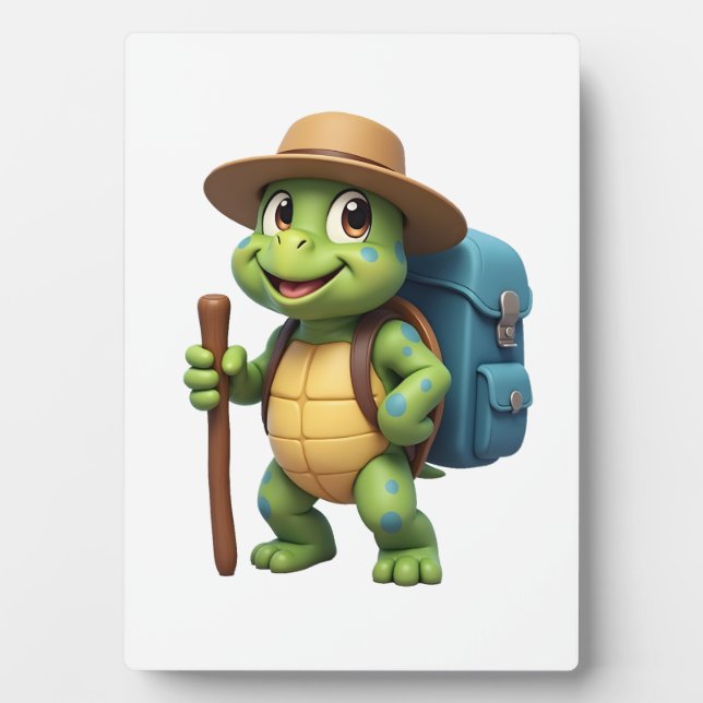 Funny Turtle Wandern Grafisches Camping Lover Adve Fotoplatte (Vorderseite)