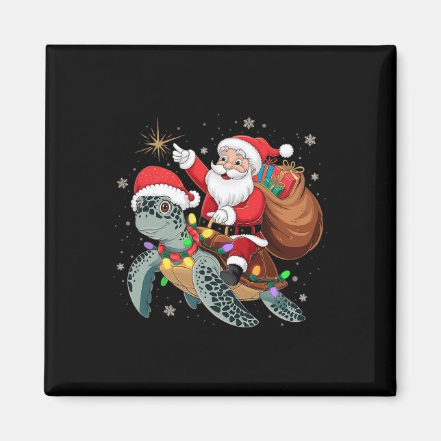 Funny Turtle Weihnachten Weihnachten Weihnachtsfei Magnet (Vorne)