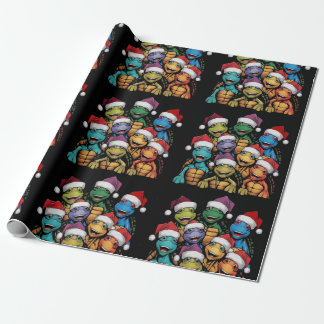 Funny Turtles in Weihnachtsmannmützen Weihnachten  Geschenkpapier