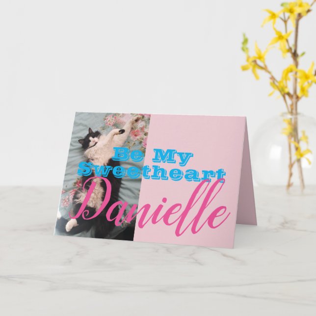Funny Tuxedo Cat Be My Sweetheart Frauen Name Card Karte (Gelbe Blume)