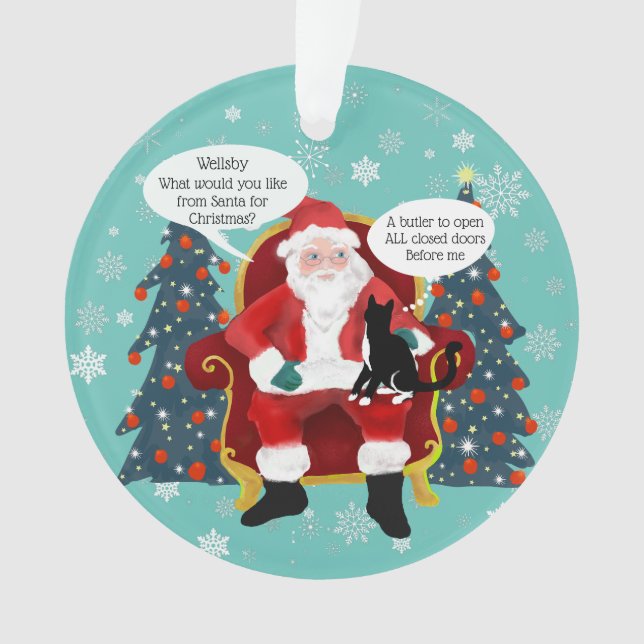 Funny Tuxedo Cat Besuchen Weihnachten Ornament (Vorderseite)