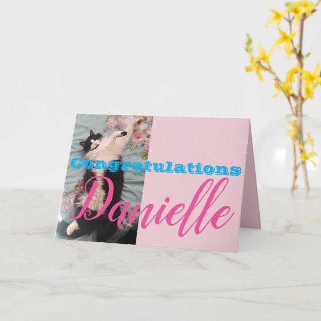 Funny Tuxedo Cat Herzliche Glückwünsche Frauen Nam Karte (Gelbe Blume)