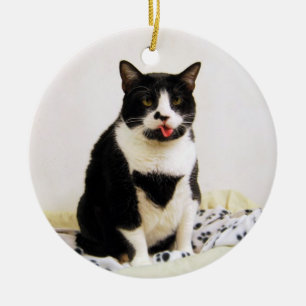 Funny Tuxedo Cat Ornament