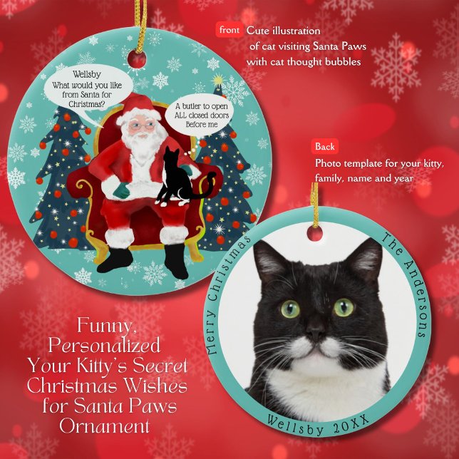 Funny Tuxedo Katze Besuchen Santa mit Unglaublich  Keramik Ornament (Von Creator hochgeladen)