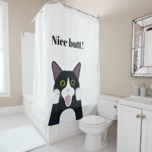 Funny tuxedo Katzenkatze Cartoon schöner Hintern Z Duschvorhang