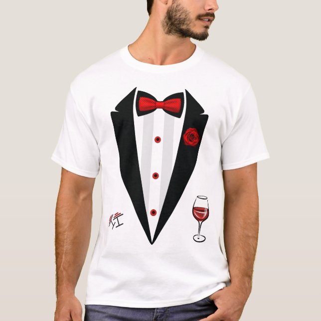 Funny Tuxedo Kostüm Valentine's Day Formal Tux T-Shirt (Vorderseite)