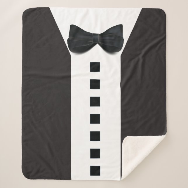 Funny Tuxedo 🎩 Minimalistisches Elegant Sherpadecke (Vorderseite)
