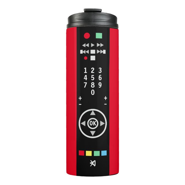 Funny TV Remote Kontrolle Red Black Thermosbecher (Vorderseite)