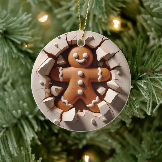 Funny Two Side Gingerbread Mann Weihnachten Keramik Ornament (Baum)