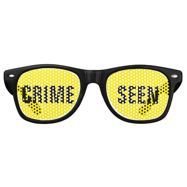 Funny Typo Crime Scene Retro Sonnenbrille (Vorderseite)