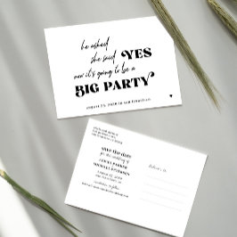Funny Typografie große Party Hochzeit speichern Si Ankündigungspostkarte