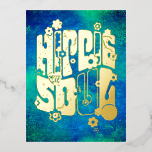 Funny Typografy - HIPPIE-SOUL 1 Folien Feiertagspostkarte