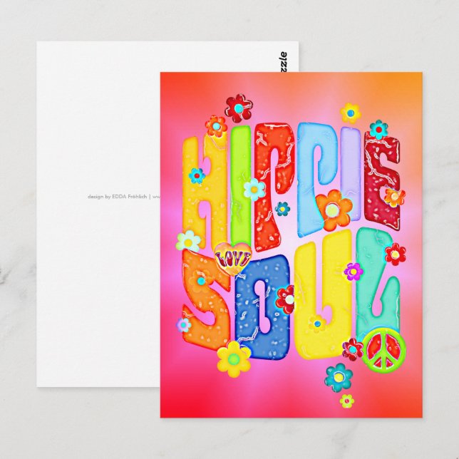 Funny Typografy - HIPPIE-SOUL 1 Postkarte (Vorne/Hinten)