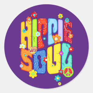 Funny Typografy - HIPPIE-SOUL 1 Runder Aufkleber
