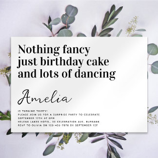 Funny Typografy Nothing Extravagant Birthday Party Einladung