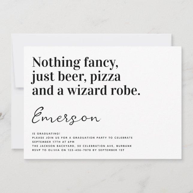 Funny Typografy Nothing Extravagant Grad Party Einladung (Vorderseite)