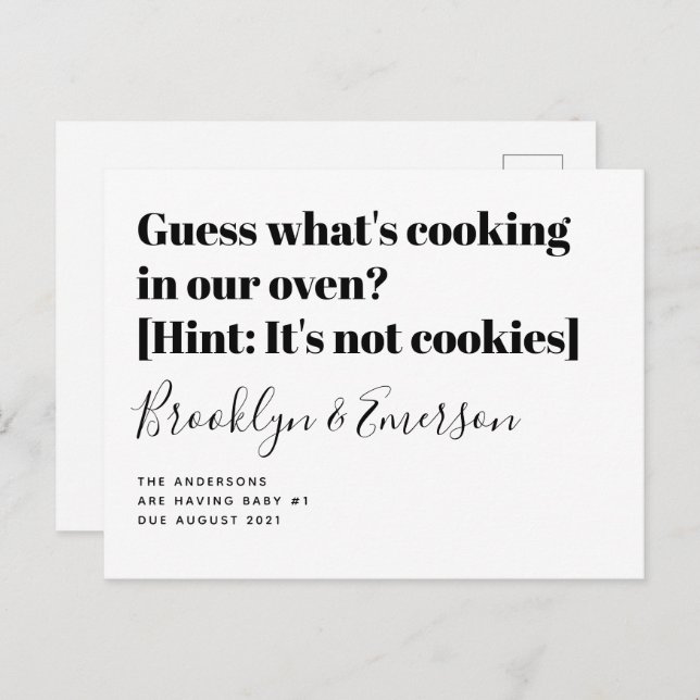 Funny Typografy Pregnancy Ankündigung (Vorne/Hinten)