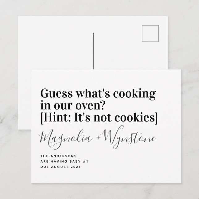 Funny Typografy Pregnancy Ankündigung (Vorne/Hinten)