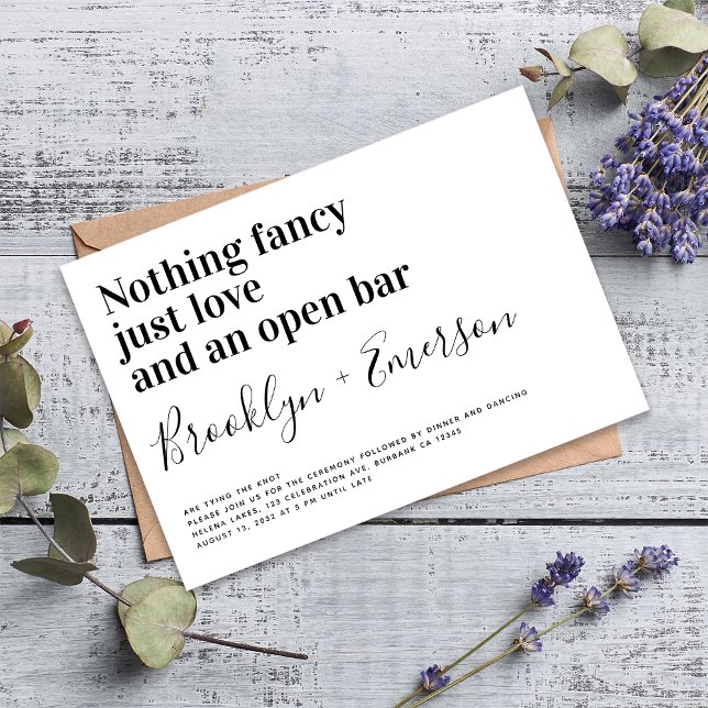 Funny Typografy Schwarz-weiß Wedding Einladung (Invite friends and family to your wedding with this funny, modern minimalist wedding invitation )