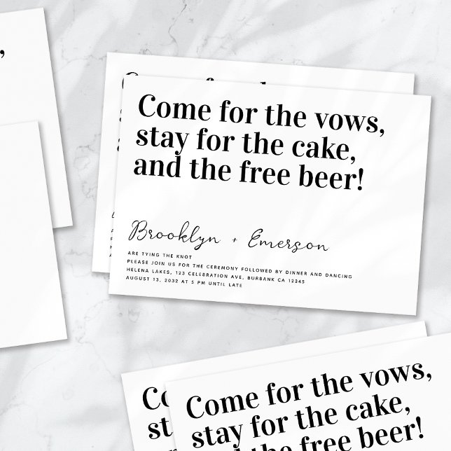 Funny Typografy Schwarz-weiß Wedding Einladung (Von Creator hochgeladen)