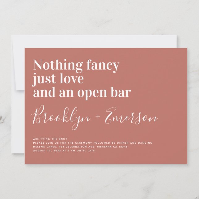 Funny Typografy Terracotta Wedding Einladung (Vorderseite)