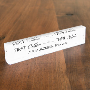 Funny typography black and white Zuhause office Namensplakette