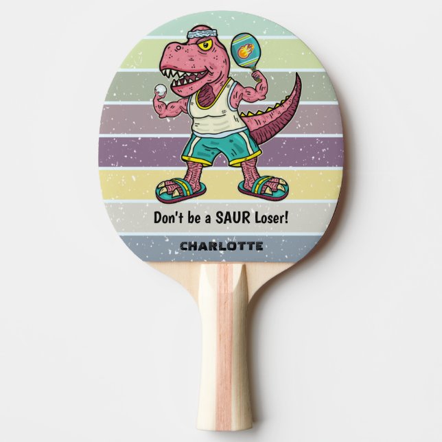 Funny Tyrannosaurus Rex Pink T-Rex Retro Custom Tischtennis Schläger (Vorderseite)