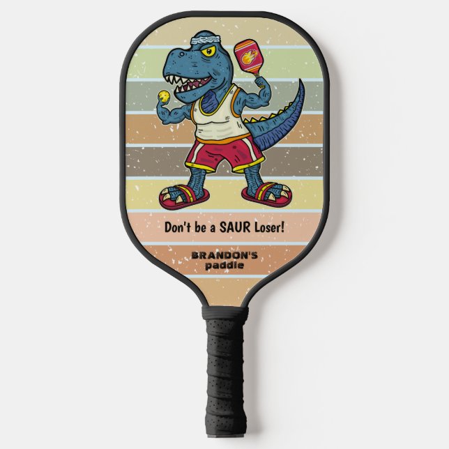 Funny Tyrannosaurus Rex Retro Saur Loser Custom Pickleball Schläger (Vorderseite)