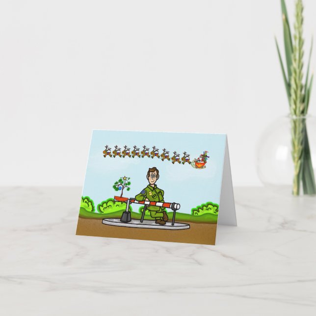 Funny U.S. Border Patrol Agent & Santa Sleigh Card Karte (Vorderseite)