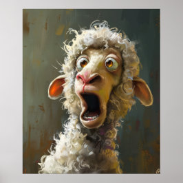Funny überraschend Sheep Whimsical Animal Expressi Poster