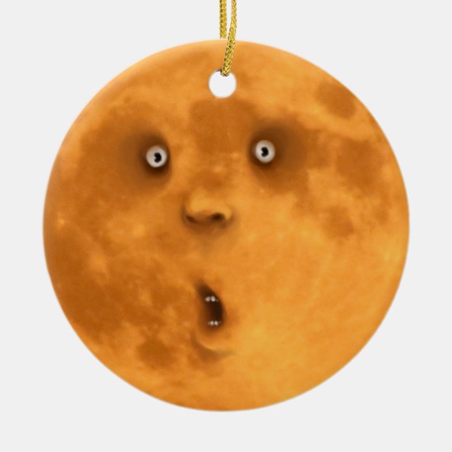 Funny überraschend Vollmond-Gesichtsausstellung Keramik Ornament (Vorne)
