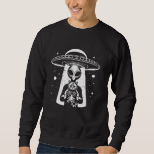 Funny UFO Alien mit einer Cat Graphic Sweatshirt