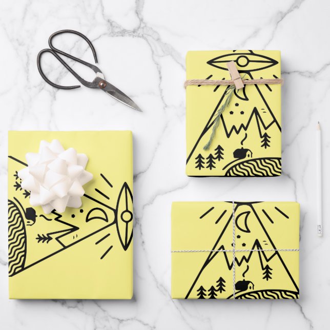Funny Ufo ,Area 51, Alien Abduction Geschenkpapier Set (Vorderseite)