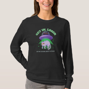 Funny Ufo Cat Alien Entführung wir tun Hintern Stu T-Shirt