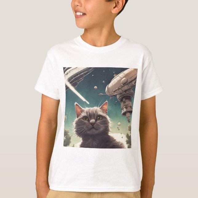 Funny UFO Cat T-Shirt (Vorderseite)