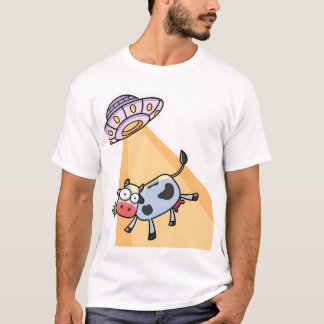 "Funny UFO Cow Abduction Cartoon - Cute Alien & Co T-Shirt