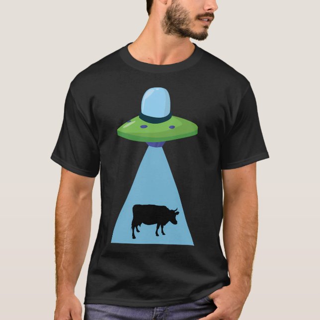 Funny Ufo Kuh Entführung T-Shirt (Vorderseite)