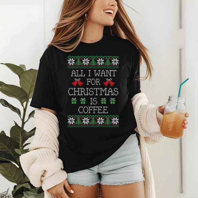 Funny Uggli Christmas Sweater Coffee Strick Script Tri-Blend Shirt (Von Creator hochgeladen)