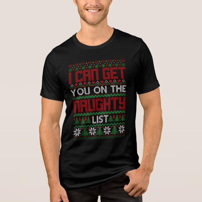 Funny Uggli Christmas Sweater Naughty List Strick Tri-Blend Shirt (Vorderseite)