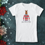 Funny Uggli Christmas Sweater Niedlich Llama Lover T-Shirt<br><div class="desc">Das sonnige Winterurlaub-Shirt mit einem Lama mit roter Brille und einem "Ugly" Weihnachtskraut. Eigentlich denken wir, dass er ziemlich niedlich ist! Personalisieren Sie mit Ihrem eigenen Text oder löschen Sie einfach. Ein Shirt für ein Ugly Christmas Sweater Party oder ein Holiday Shirt für die ganze Familie - denken Sie an...</div>